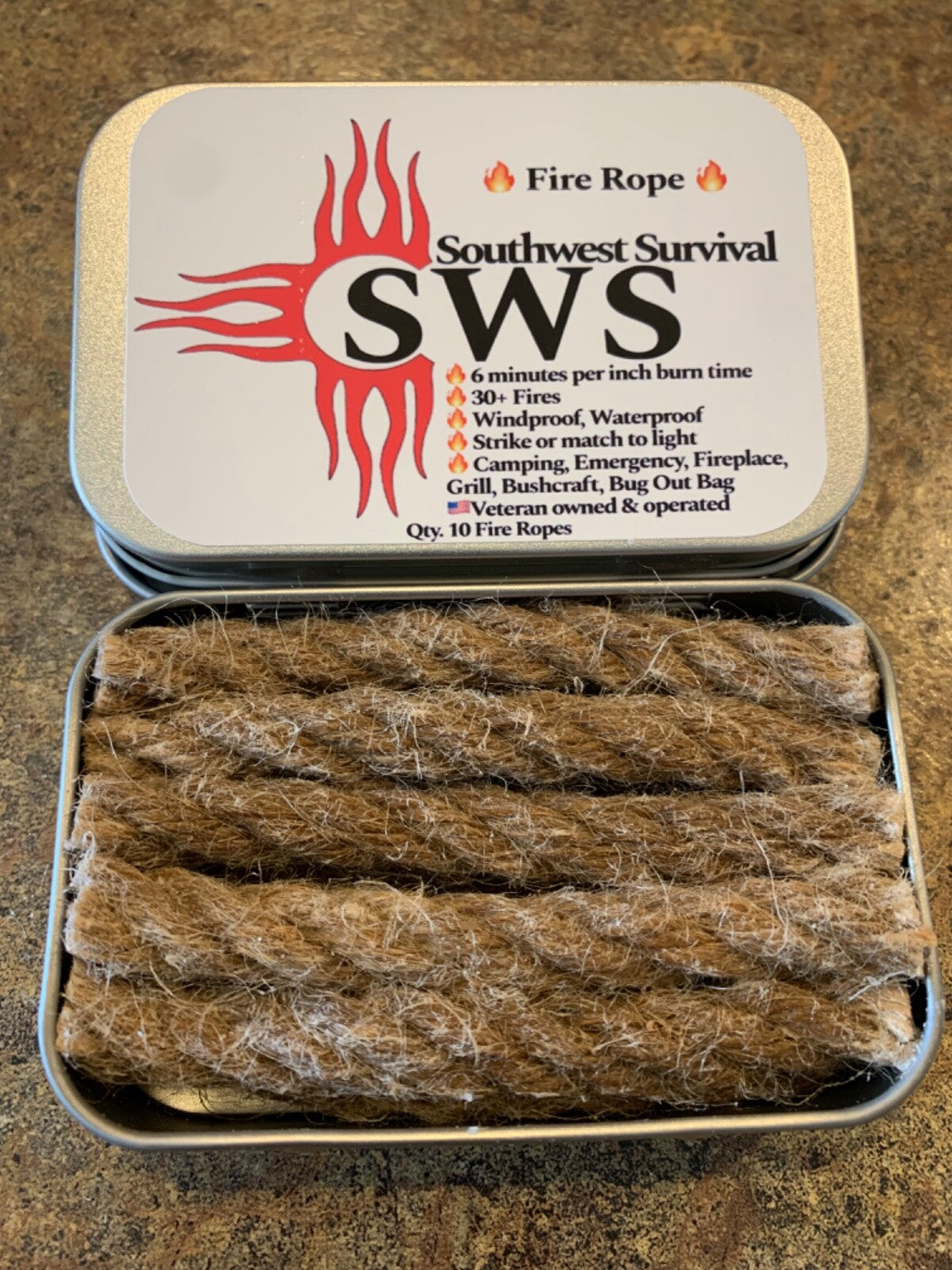 Hemp Fire Rope Fire Starters - Waterproof 10 Pack for Camping & Outdoor Use