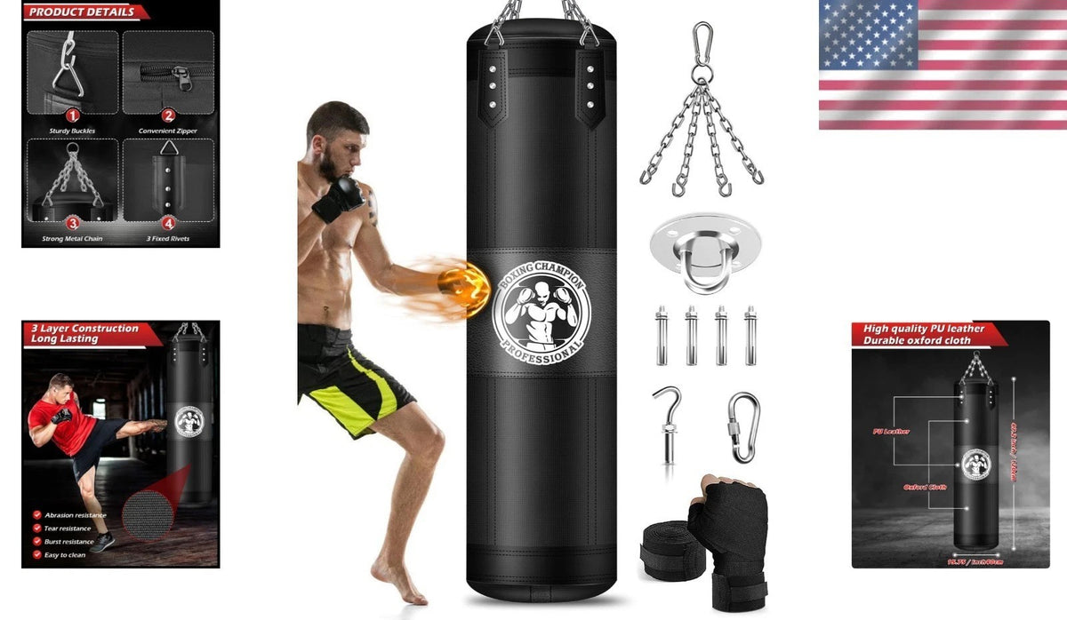 Heavy Punching Bag for Boxing & Martial Arts Training - 4FT PU & Foam Filled