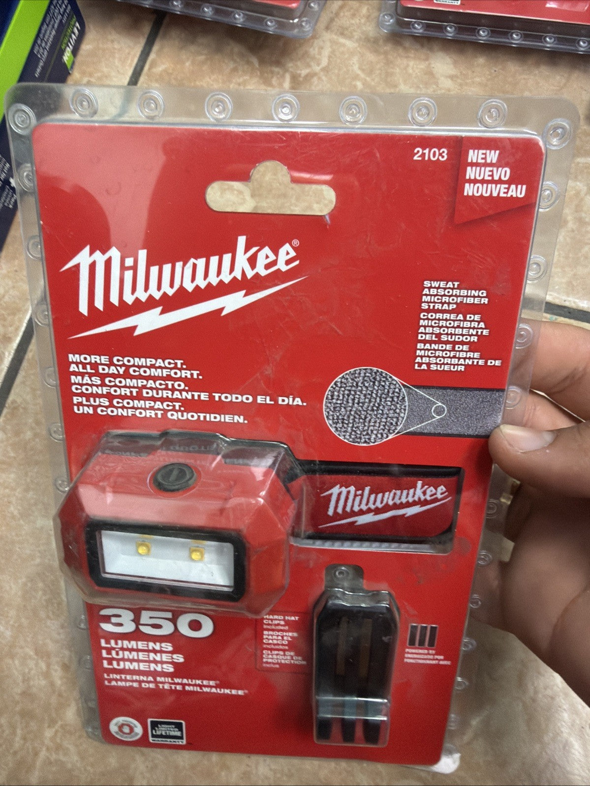 Milwaukee 350 Lumens LED Headlamp Red Black Waterproof Work Light