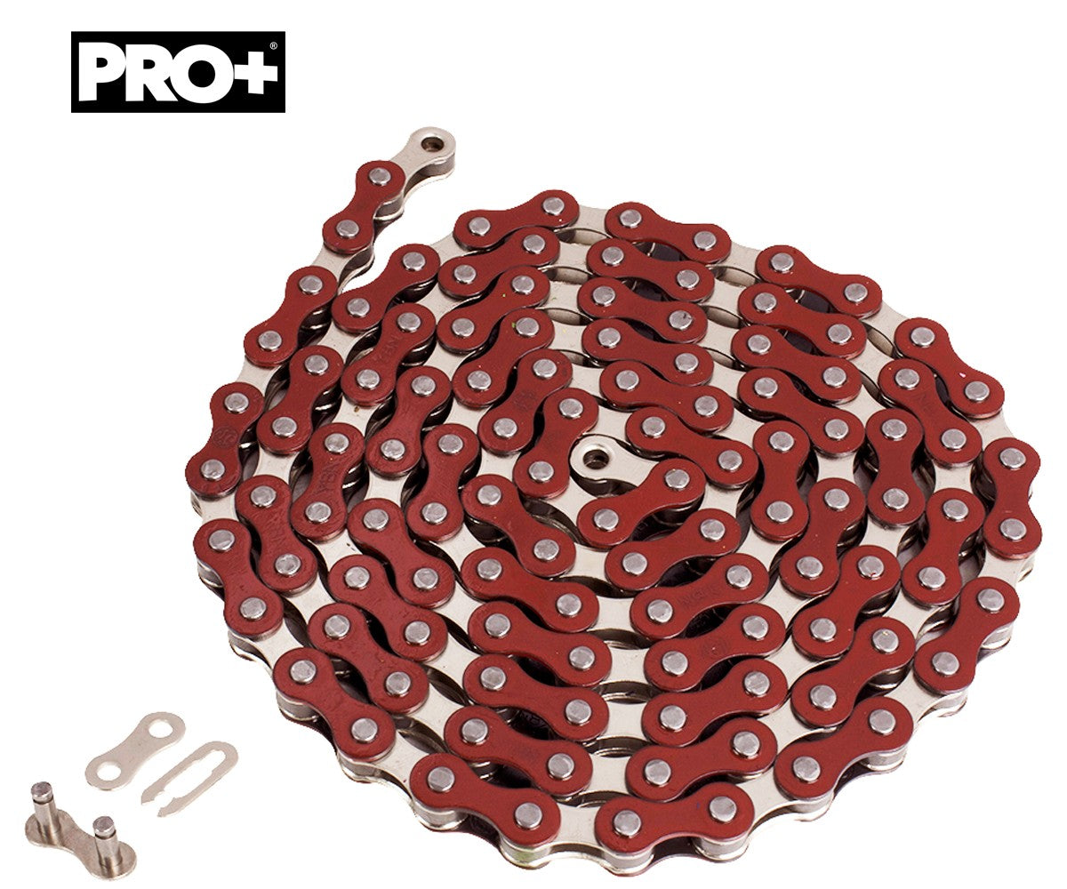 Red 1/2 x 1/8 Inch Single Speed BMX Cruiser Bike Chain - 112 Links