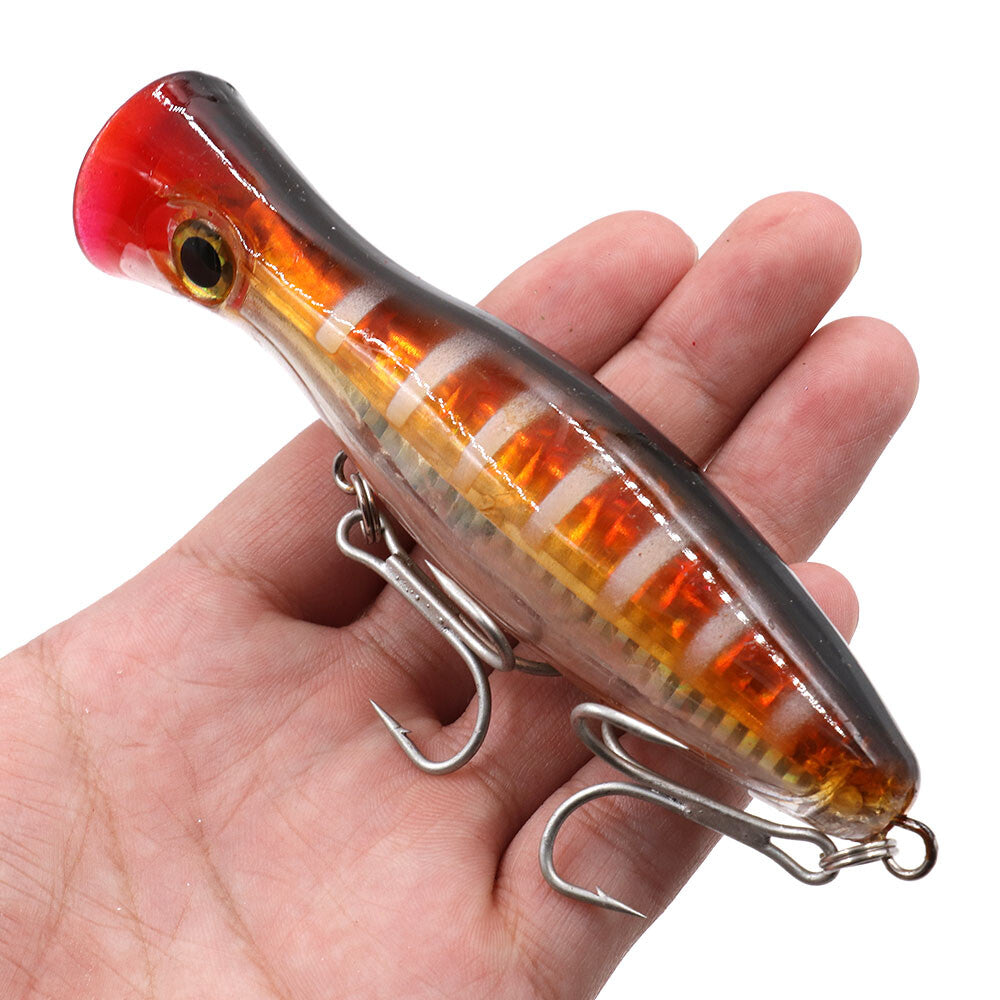 6pcs Popper Fishing Lures Set with 3D Eyes Topwater Baits 40g