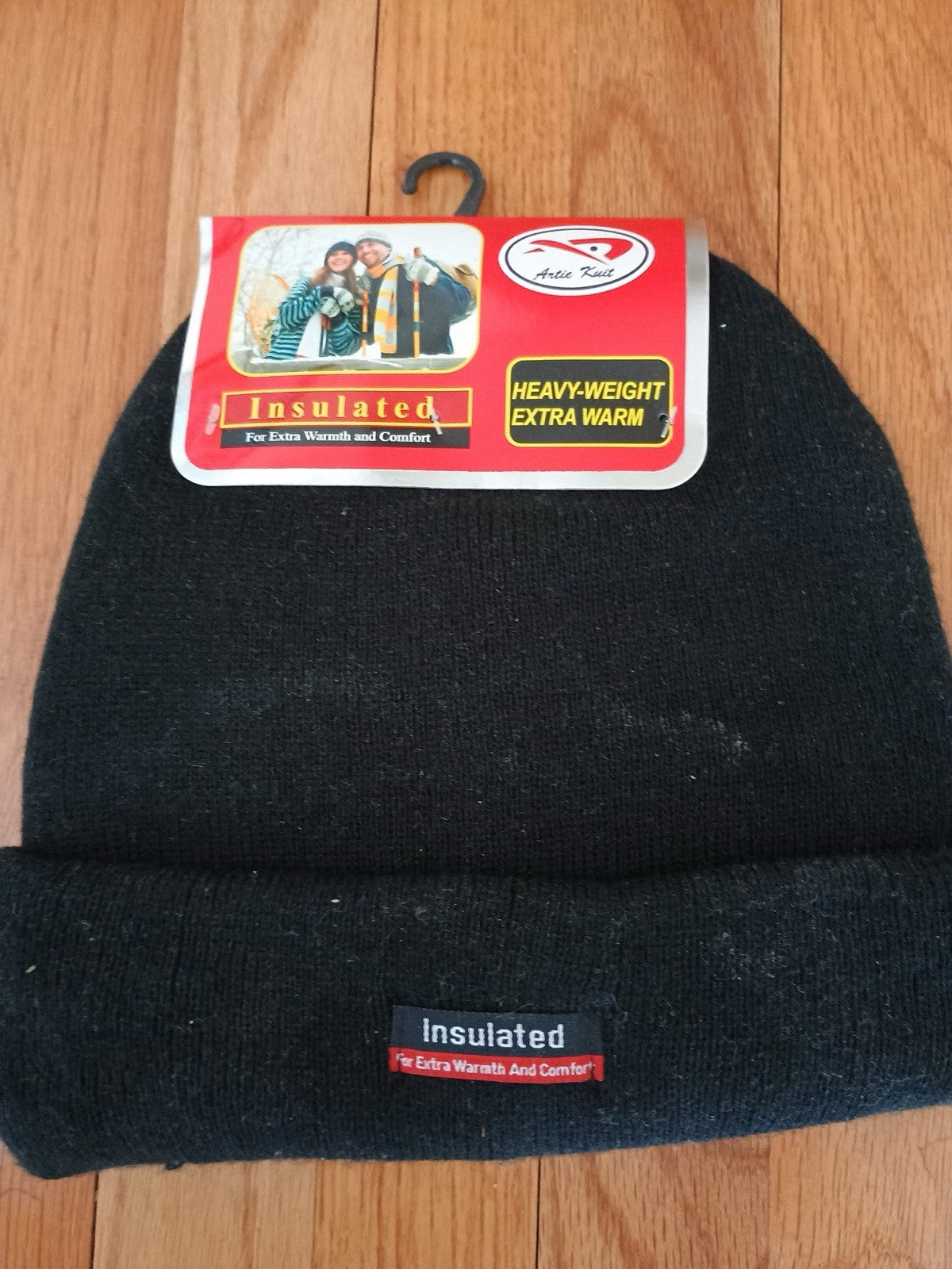 Insulated Black Beanie Hat - Heavyweight Knit, Unisex Winter Cap