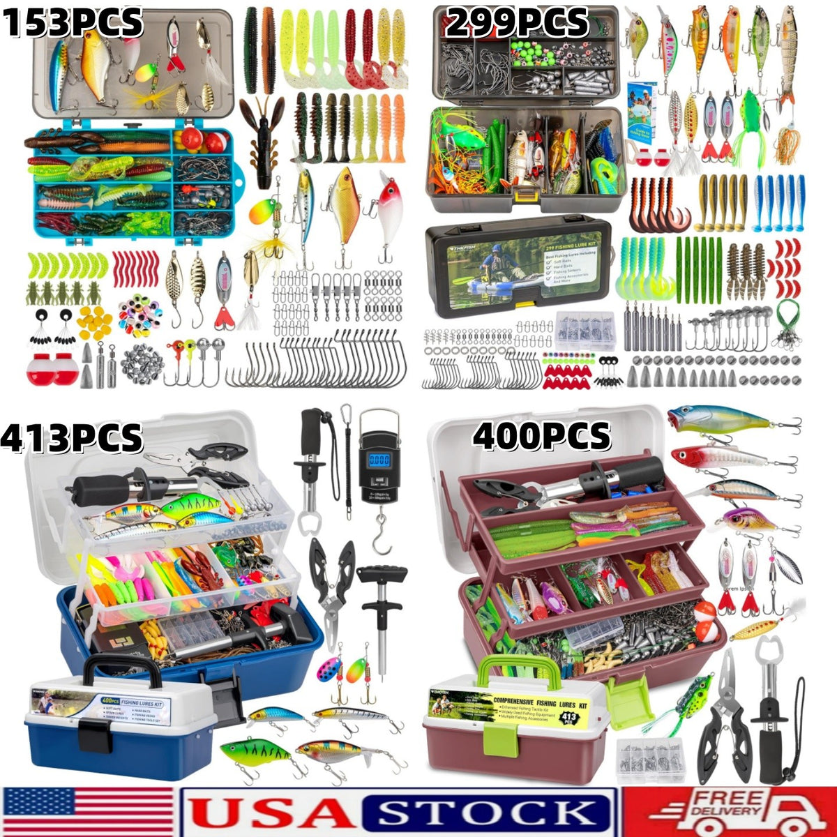 Complete Fishing Tackle Kit with Tackle Box Accessories Set for Freshwater & Saltwater Fishing