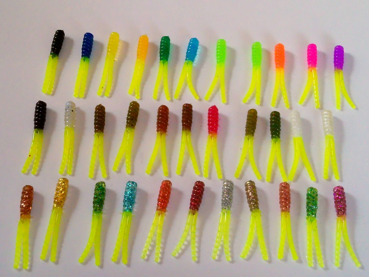 Soft Plastic Fishing Lures Set - 75-2 Inch Crappie Spin Grubs Multiple Colors