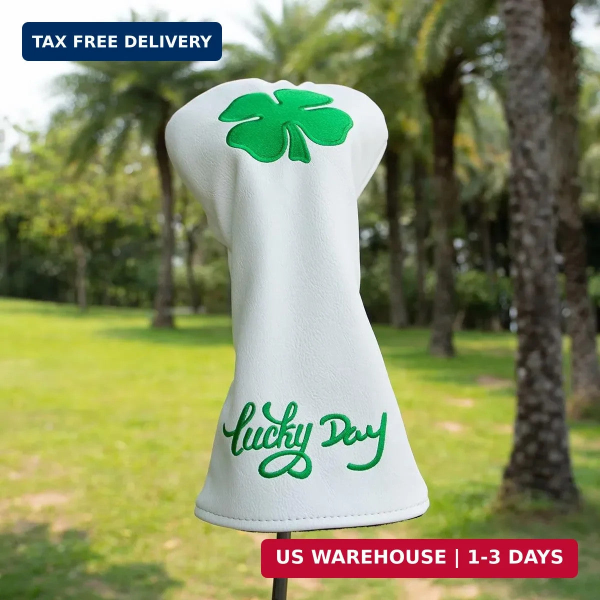 Golf Club Head Covers Set with Lucky Clover Embroidery and Interchangeable Number Labels