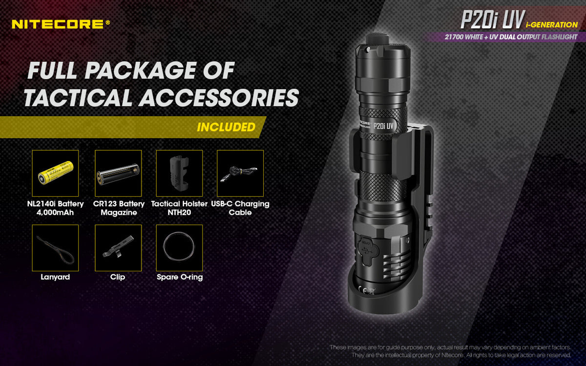 Rechargeable LED Flashlight with UV and 1800 Lumens – Holster & Battery Included