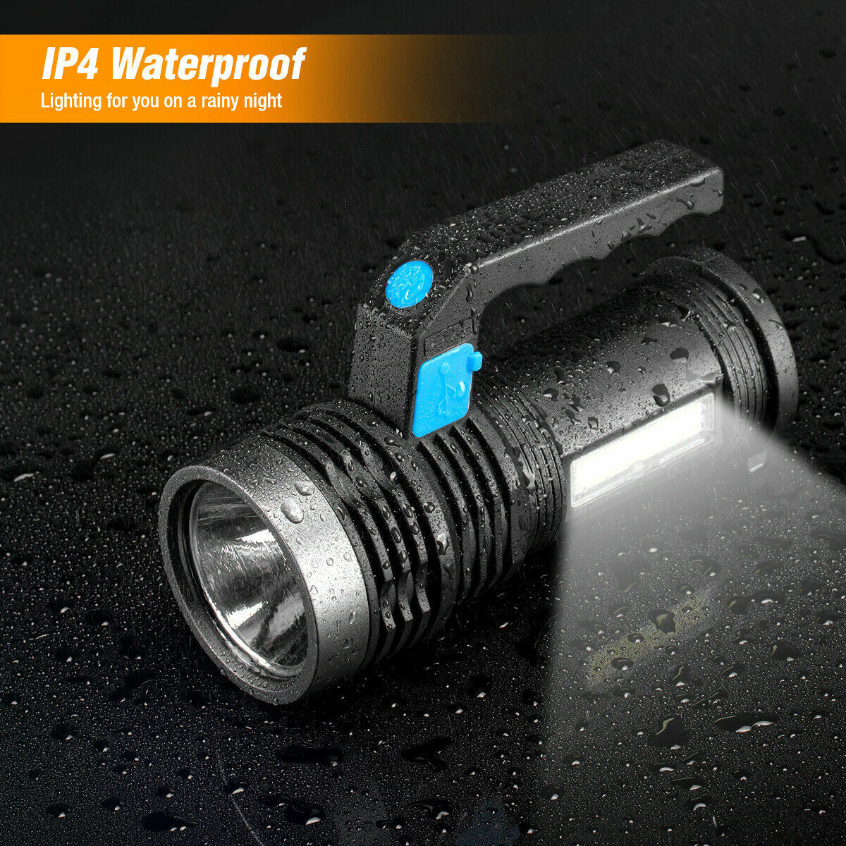 Rechargeable Handheld Searchlight Flashlight with 500m Beam, Waterproof, USB Charging