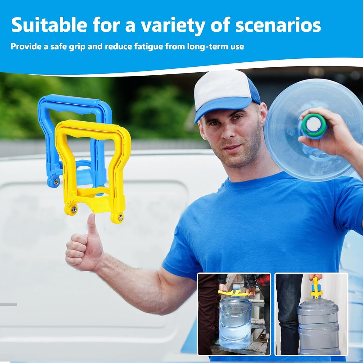 Heavy Duty Water Bottle Handle Set for 5 Gallon Buckets - Dual-Mode, 4 Pack