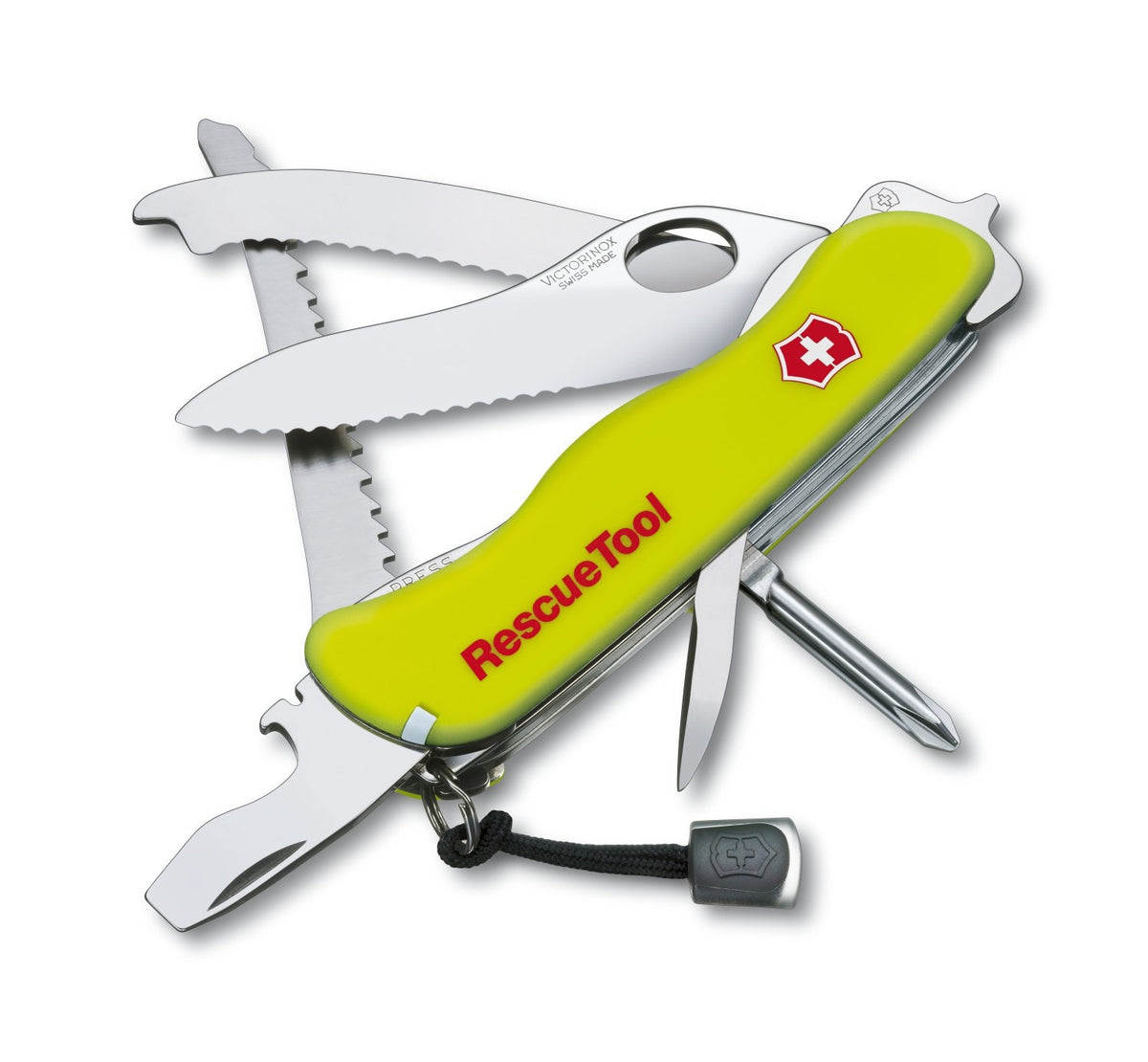 Victorinox Rescue Tool with Glow in Dark Yellow Handle, 13 Functions, with Pouch