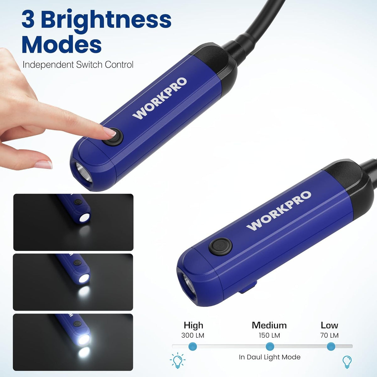 Rechargeable LED Neck Light with 3 Brightness Levels, Hands-Free & Adjustable