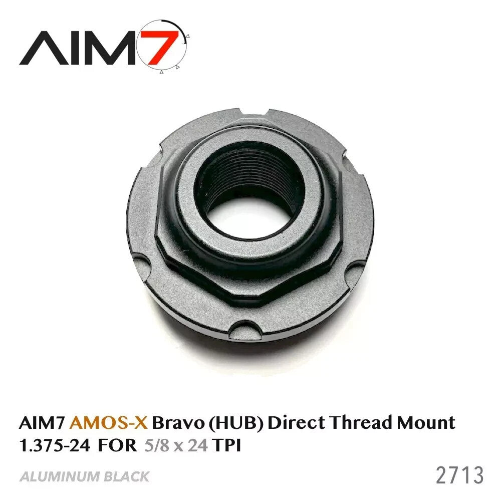 Universal 1.375x24 HUB Direct Thread Mount for Suppressors - Black Aluminum