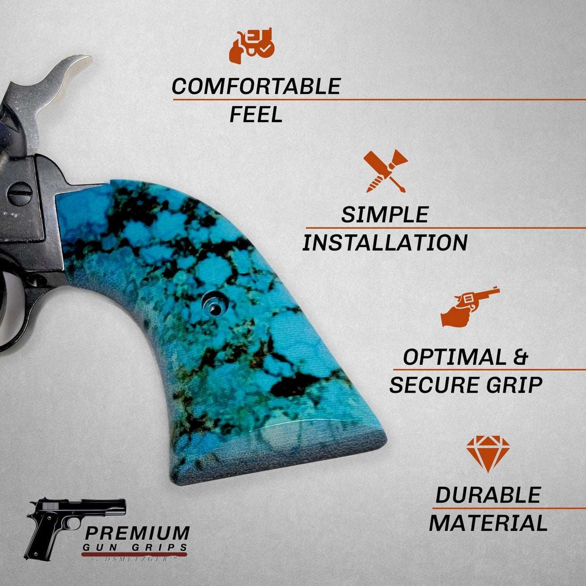 Heritage Rough Rider Revolver Grip Panels - Blue Turquoise ABS Fit .22 LR .22 Magnum