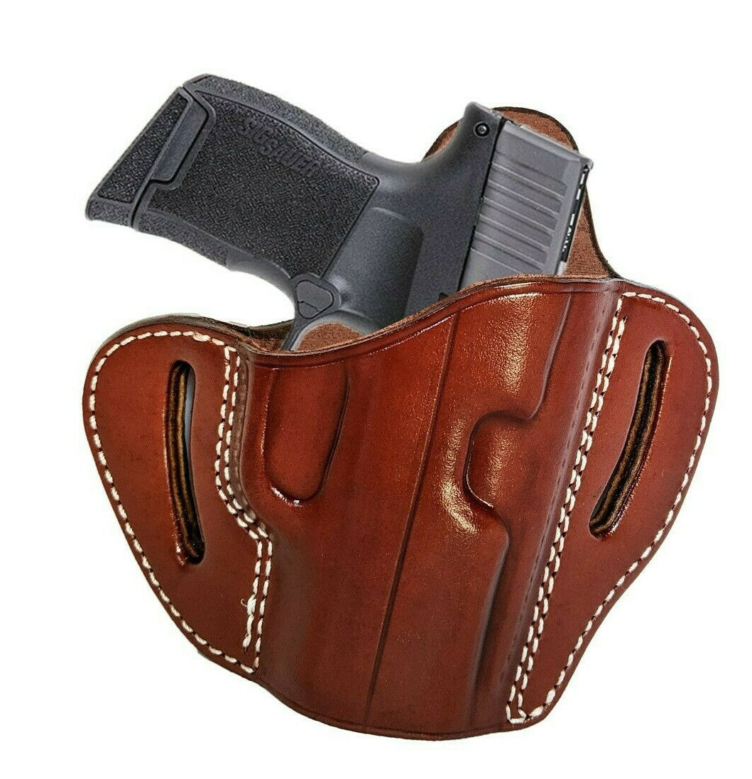 Leather OWB Pancake Gun Holster for Sig Sauer P365 Concealed Carry