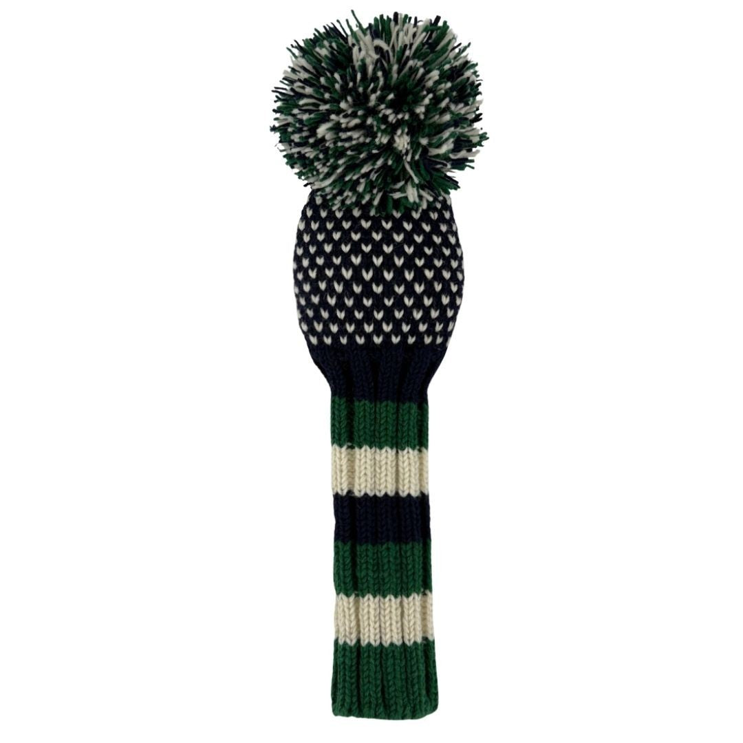 Hand Knit Wool Golf Headcover with Pom Pom - Fits Drivers Up to 460cc
