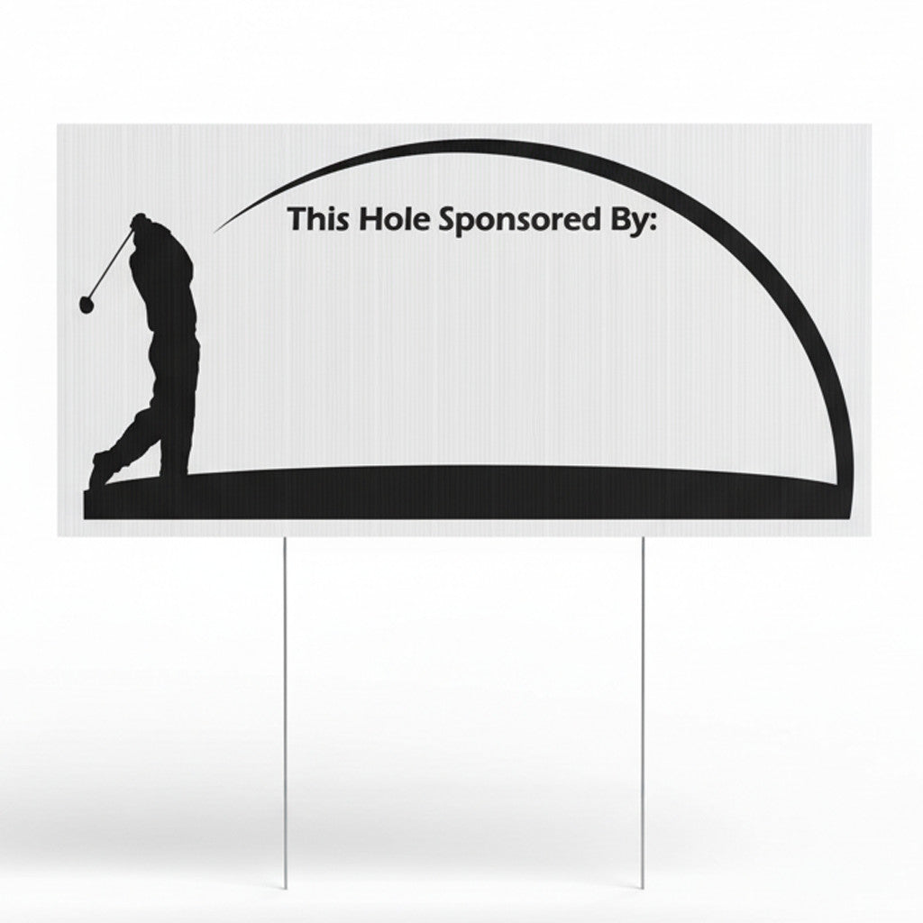 Golf Tournament Hole Sponsor Yard Signs 12x24 with Stakes - 18 Pack