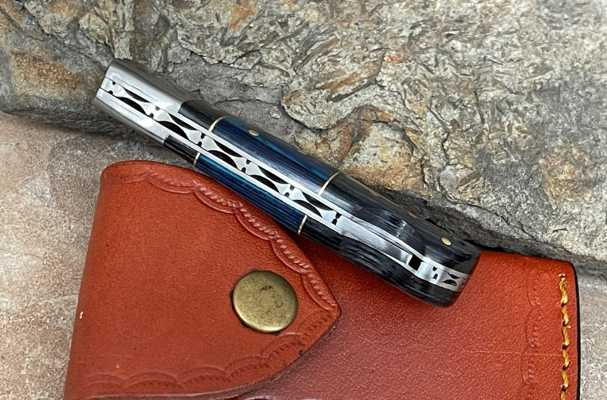 Handmade Damascus Folding Knife with Multiple Color Variants