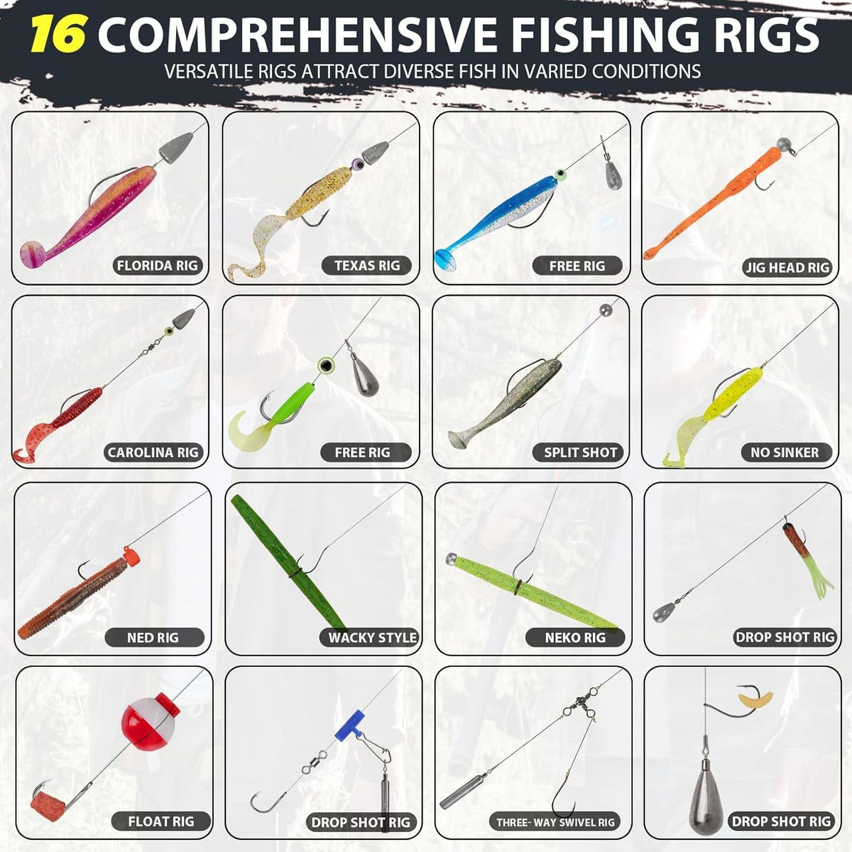 413-Piece Fishing Lures Kit with Tackle Box - Complete Bass Fishing Gear Set