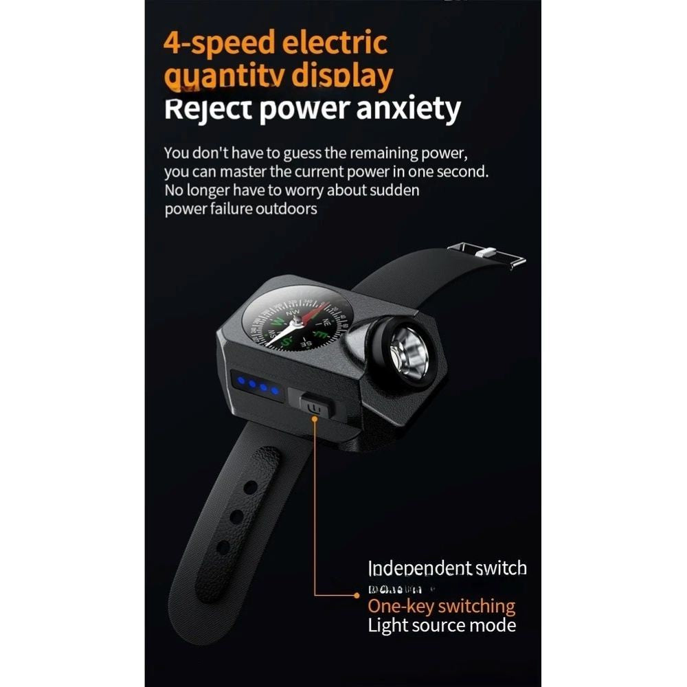 LED Wrist Light with Compass for Running Hiking Camping Outdoor Activity