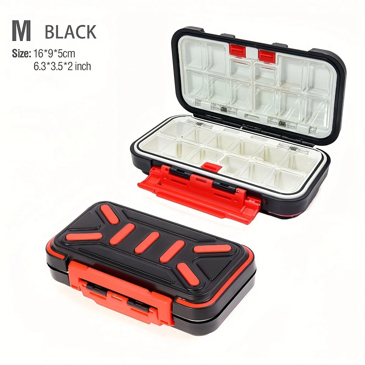 Waterproof Fishing Tackle Box with Compartments 2-Layer Hard Case Storage
