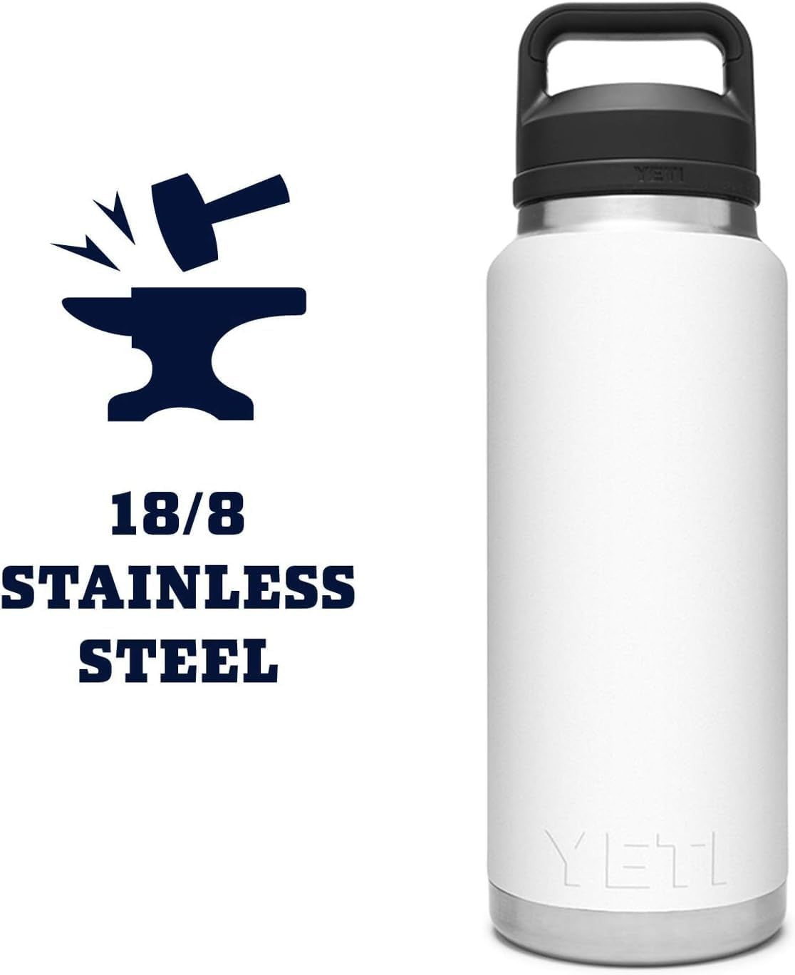 36 oz Insulated Stainless Steel Water Bottle with Chug Cap - White