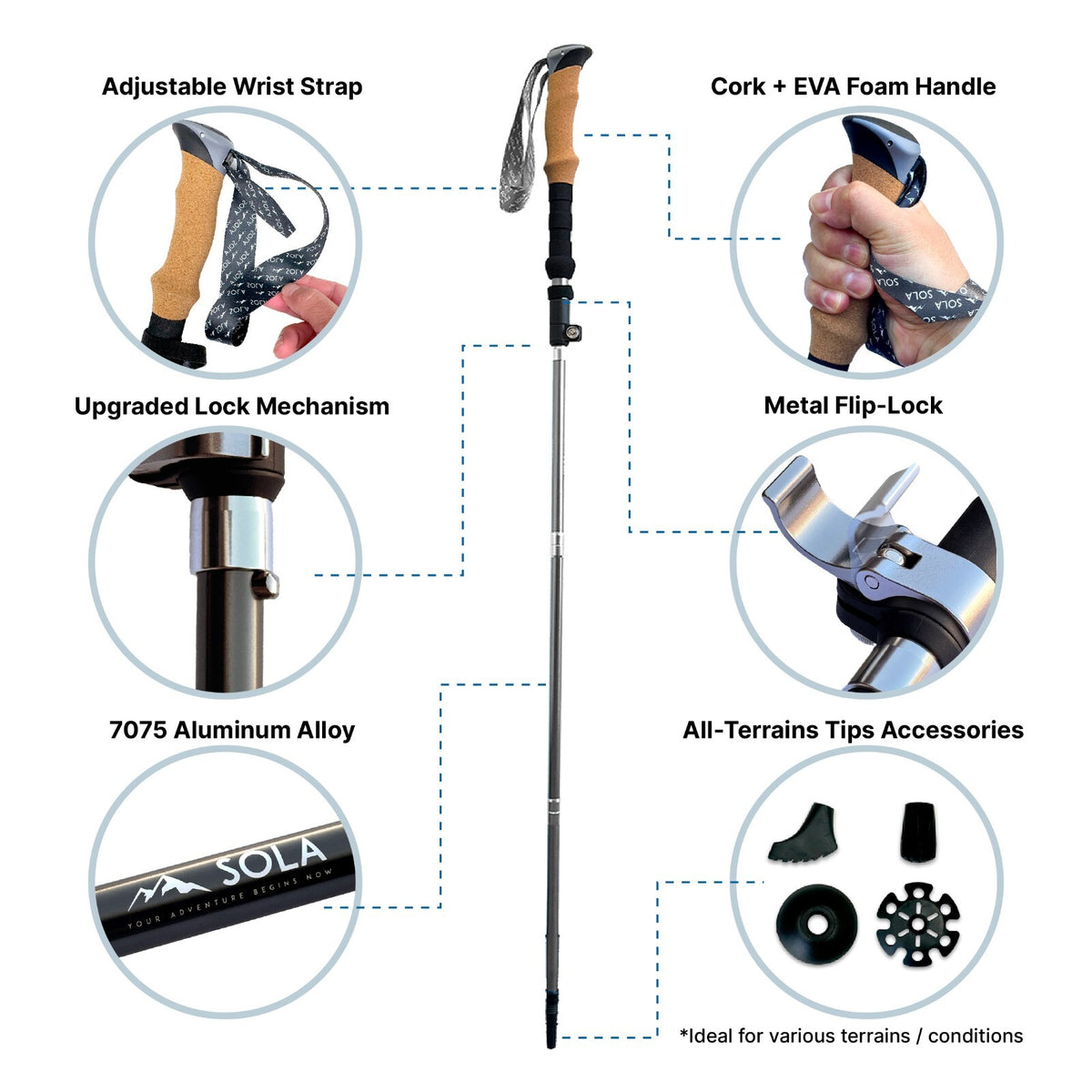 Lightweight Collapsible Hiking Poles - Foldable Trekking Sticks for Outdoor Adventure