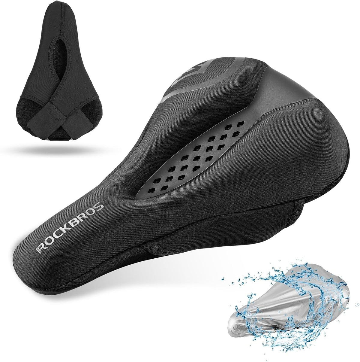 Bike Seat Cover Gel Padded Cushion for Comfortable Cycling - Black