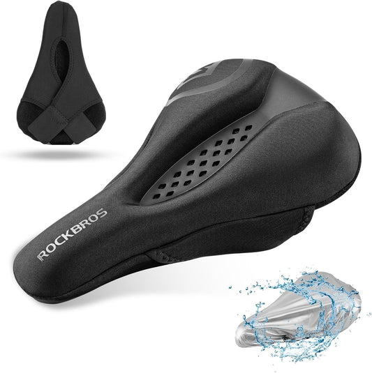 Bike Seat Cover Gel Padded Cushion for Comfortable Cycling - Black