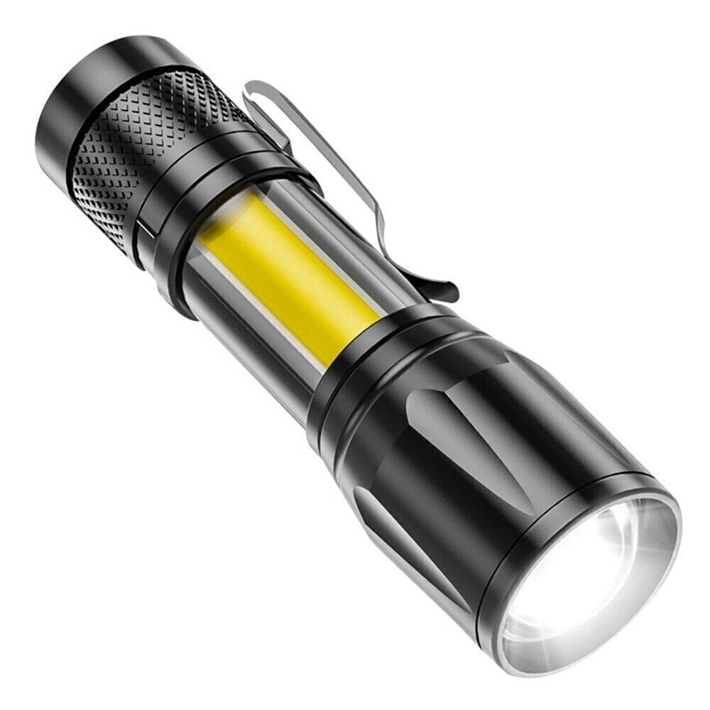 Rechargeable LED Flashlight Torch with Zoomable COB Light for Camping