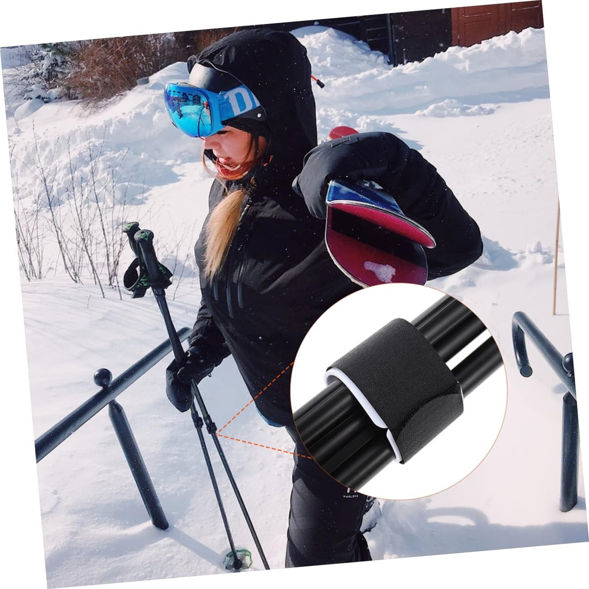 6pcs Snowboard Fixing Straps Nylon Ski Binding Accessories Black