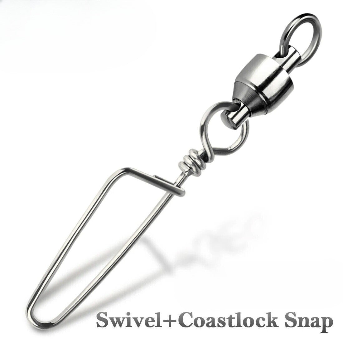 50PCS Ball Bearing Swivel with Lock Snap Fishing Tackle Connectors - Saltwater & Freshwater Use