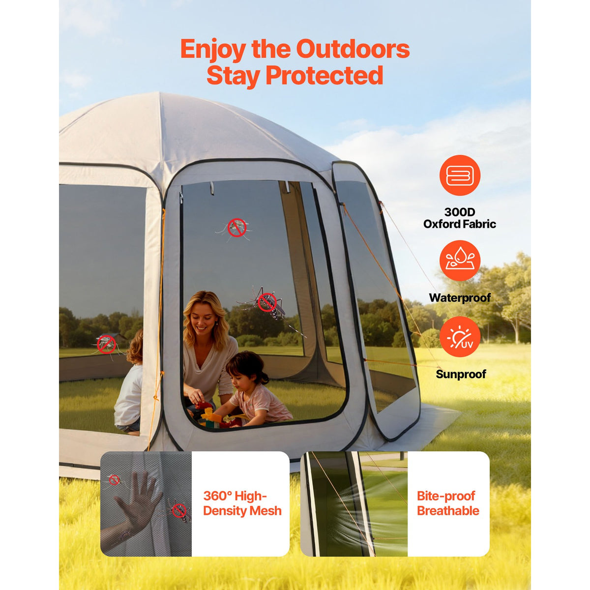 12' x 11' Pop-Up Screen House Tent for Camping and Outdoor Events