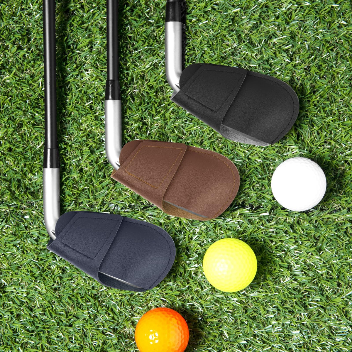 Golf Iron Head Covers Set - PU Leather Club Protector Sleeves for Right-Handed Golf Clubs