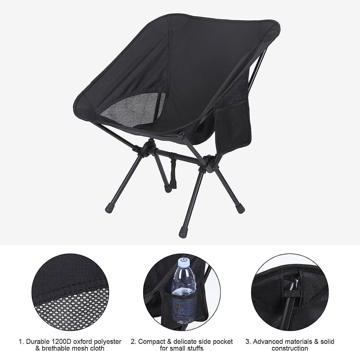 Ultralight Foldable Camping & Beach Chairs with High Back - 1 or 2 Pack