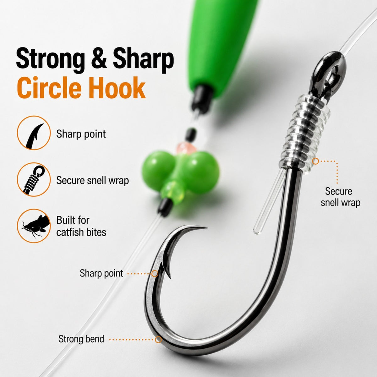 Pre-Tied Catfish Float Rig with 6/0 Circle Hooks - 12PCS for Catfishing