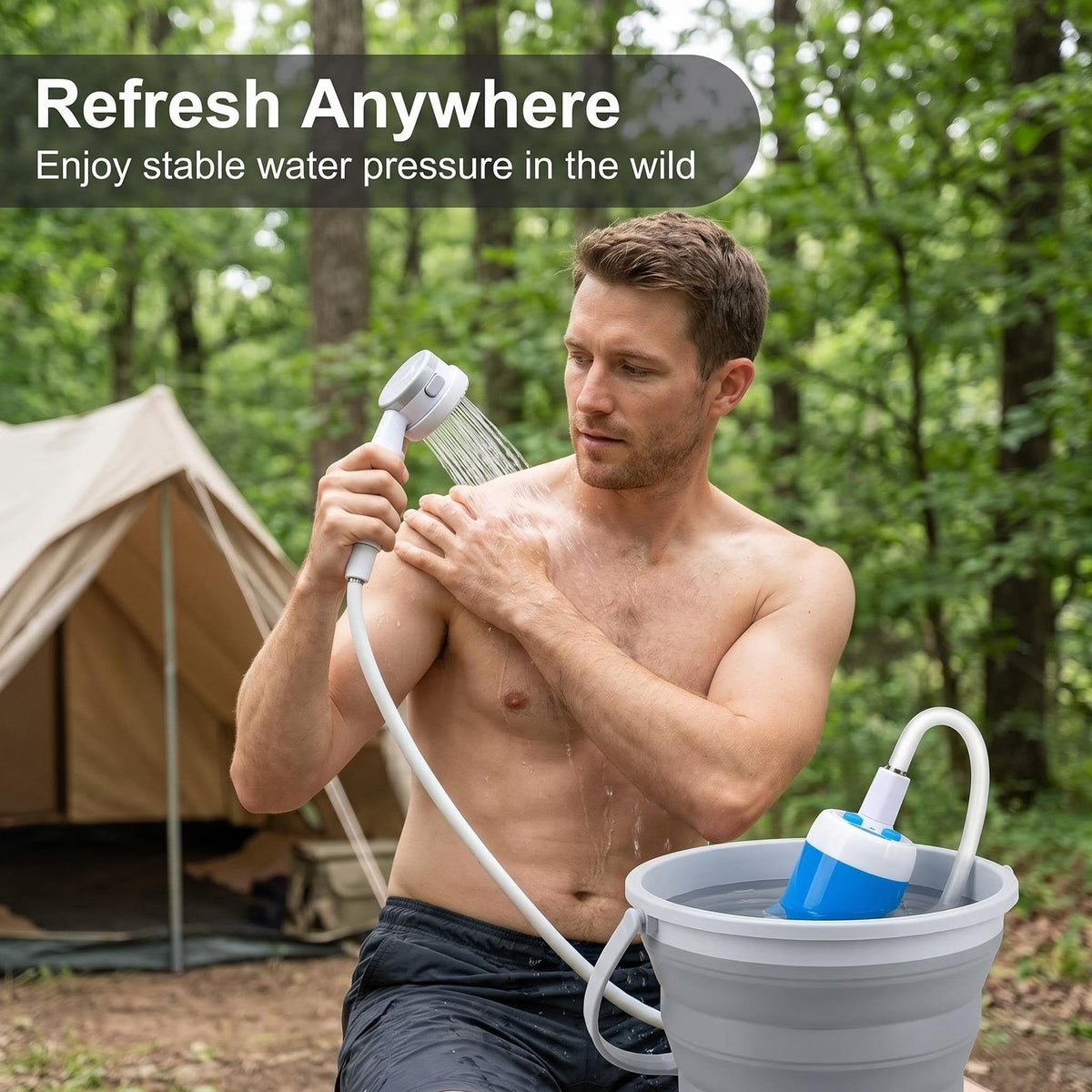 Portable Camping Shower Pump 6500mAh Lightweight Water Pump for Outdoor Use