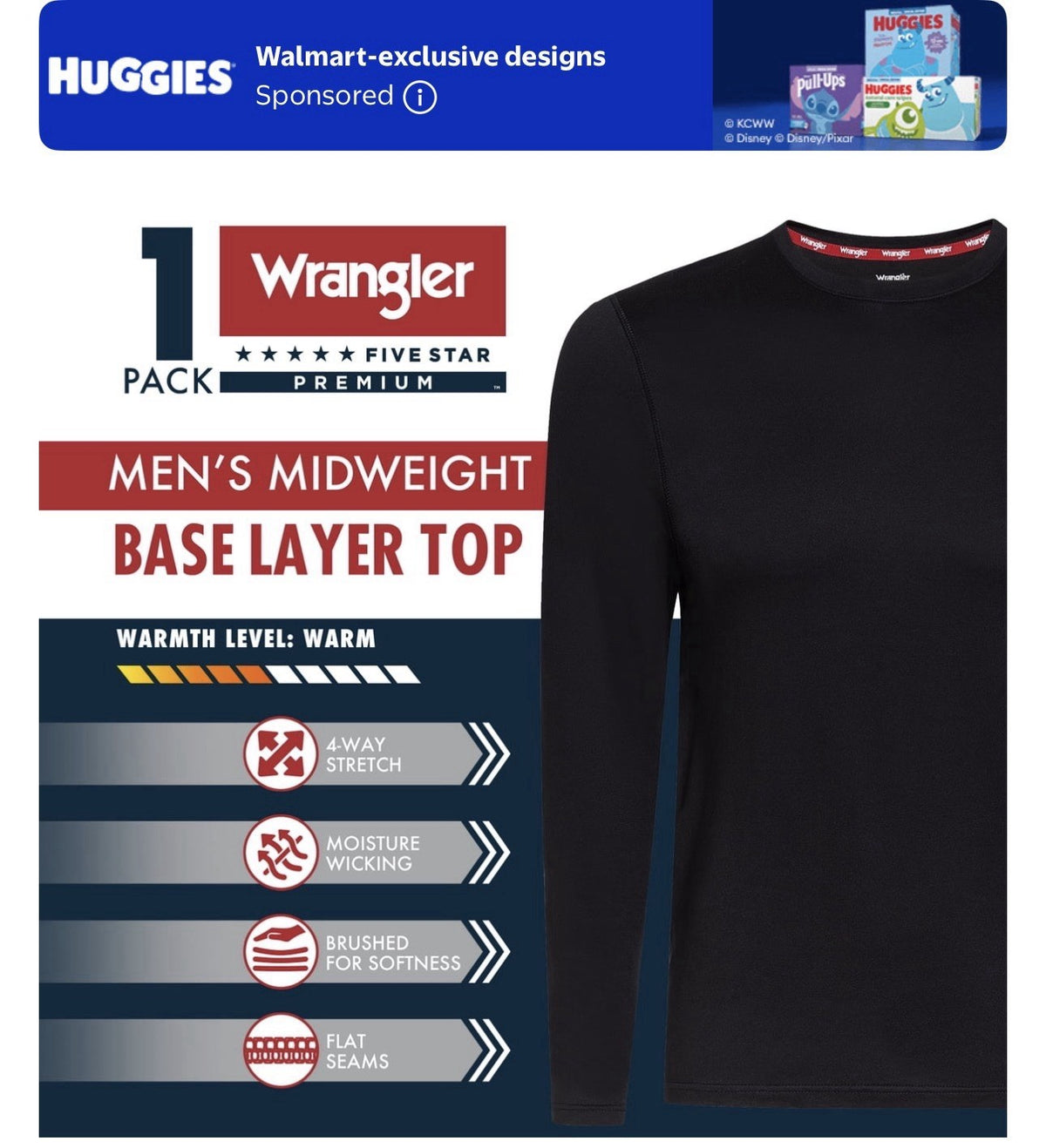 Men's Thermal Base Layer Top - Midweight, 4-Way Stretch, Recycled Polyester