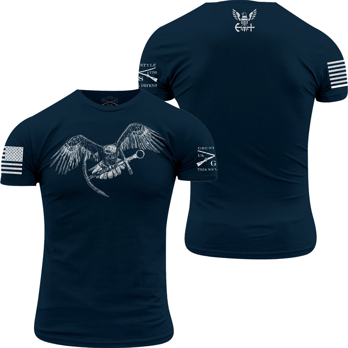USN Flying Eagle and Anchor T-Shirt for Men Navy Military Style