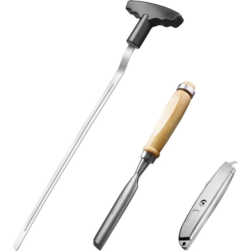 Quick & Safe Golf Grip Removal Tool with V-Groove Tape Stripper, Curved Blade