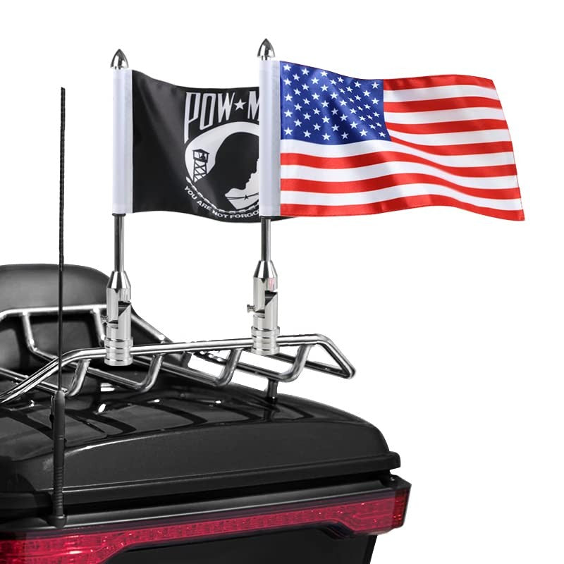 Motorcycle Flag Pole Mount - 2 Pack, 90° Fold-Down, 1/2 Inch Tubing