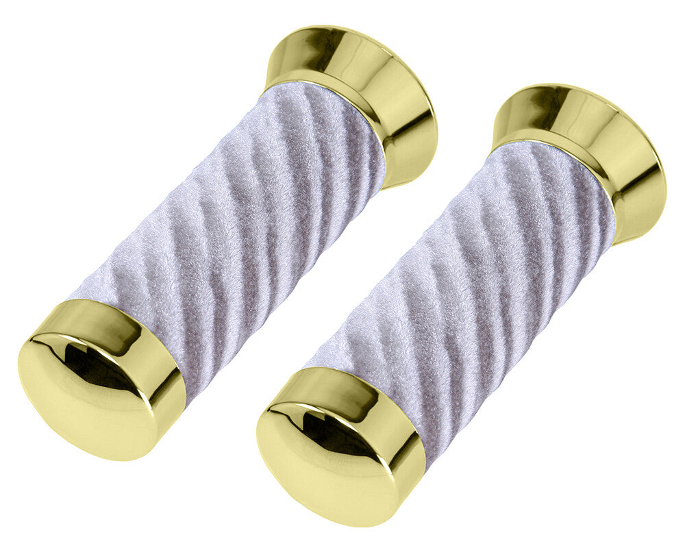 Lowrider Velour Handlebar Grips with Chrome or Gold Caps for Custom Bikes