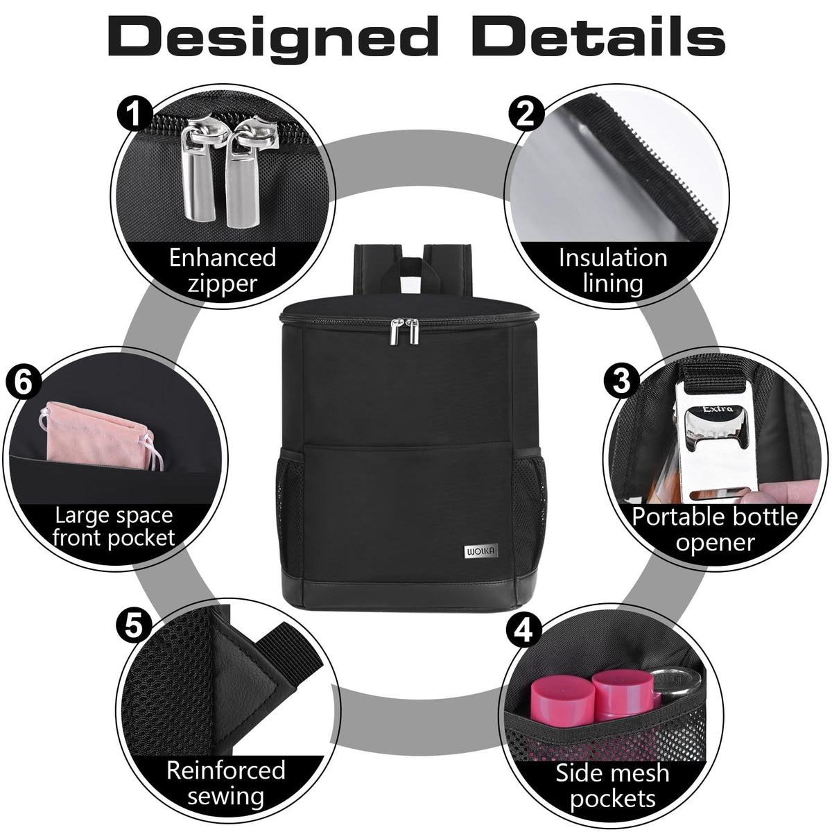 Leak Proof Insulated Cooler Backpack 30 Cans Waterproof Travel Bag