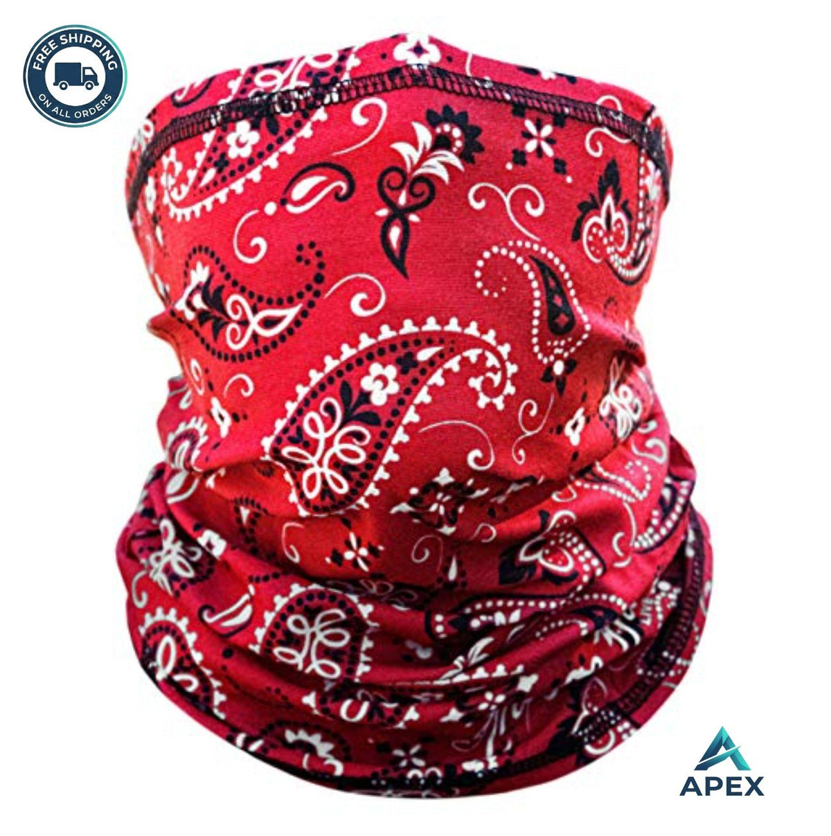 Wind-Resistant Microfiber Face Mask for Motorcycle Ski Snowboarding UV Protection - Red Paisley