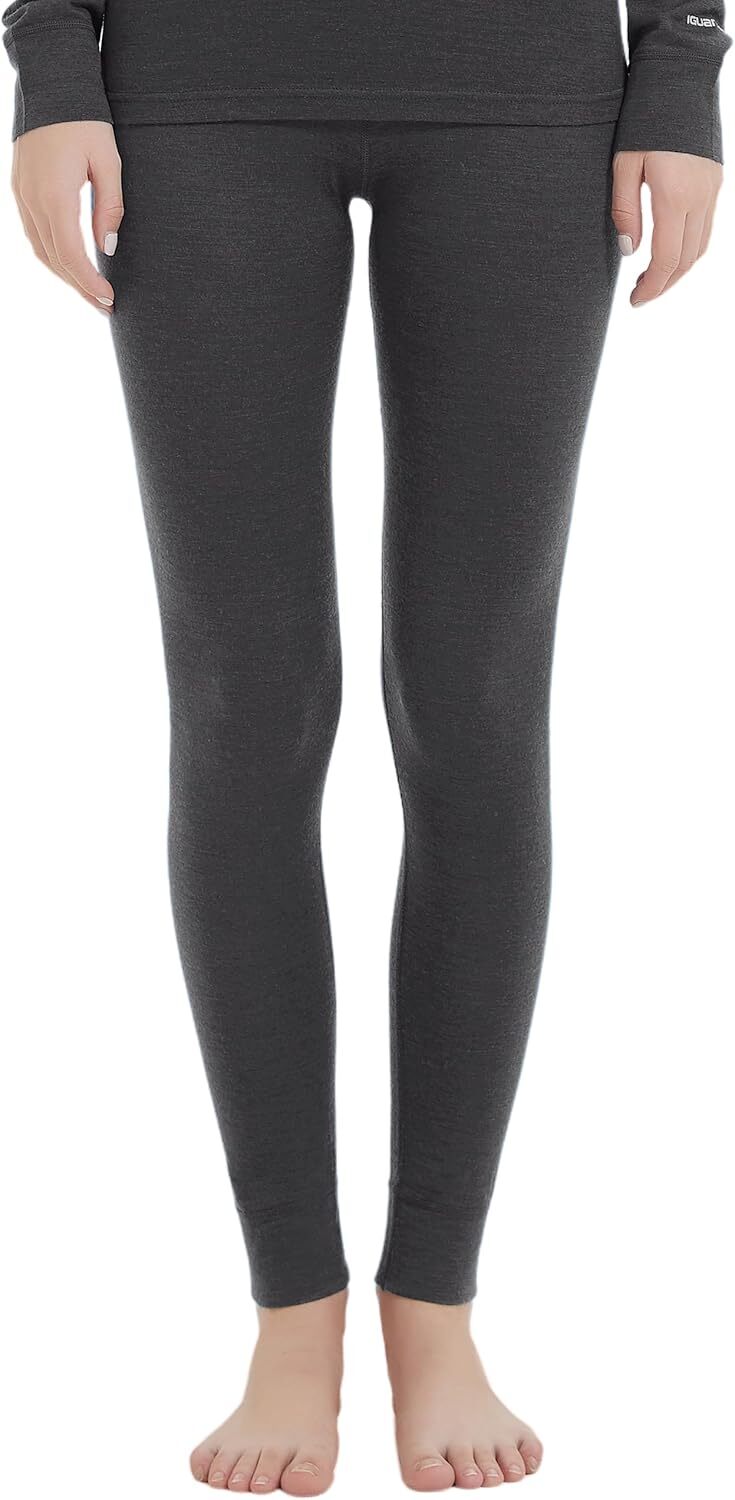 Merino Wool Base Layer Pants for Women - Thermal Long Johns, Breathable & Soft
