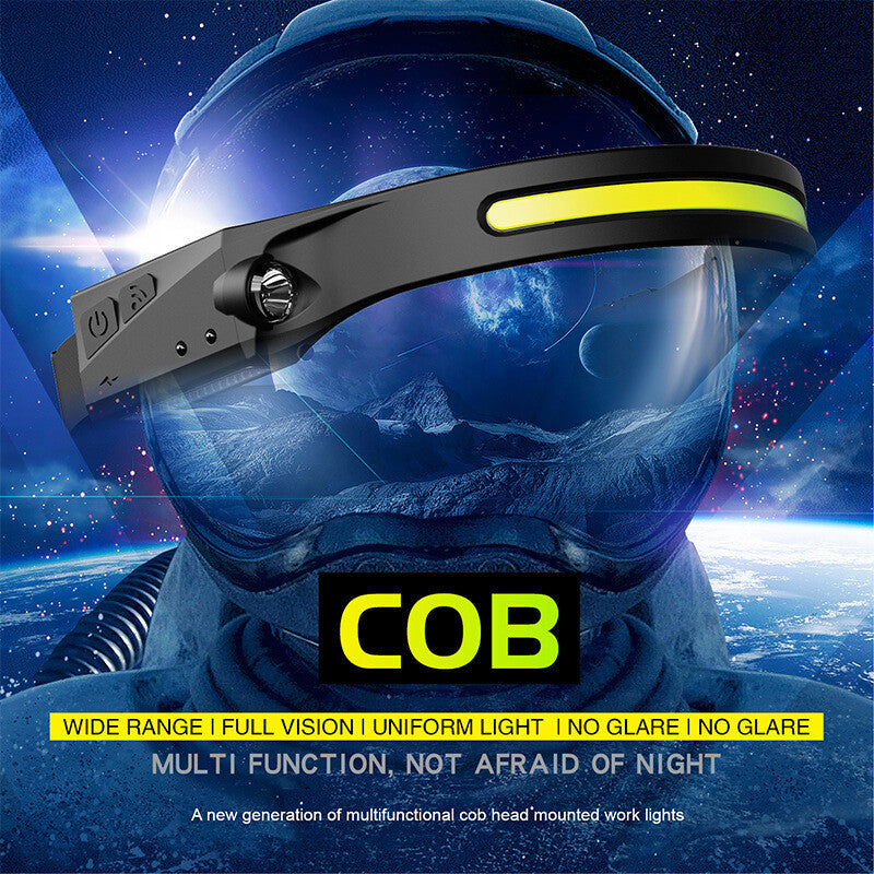 Rechargeable LED Headlamp with 230° Wide Beam & 5 Light Modes - USB Powered