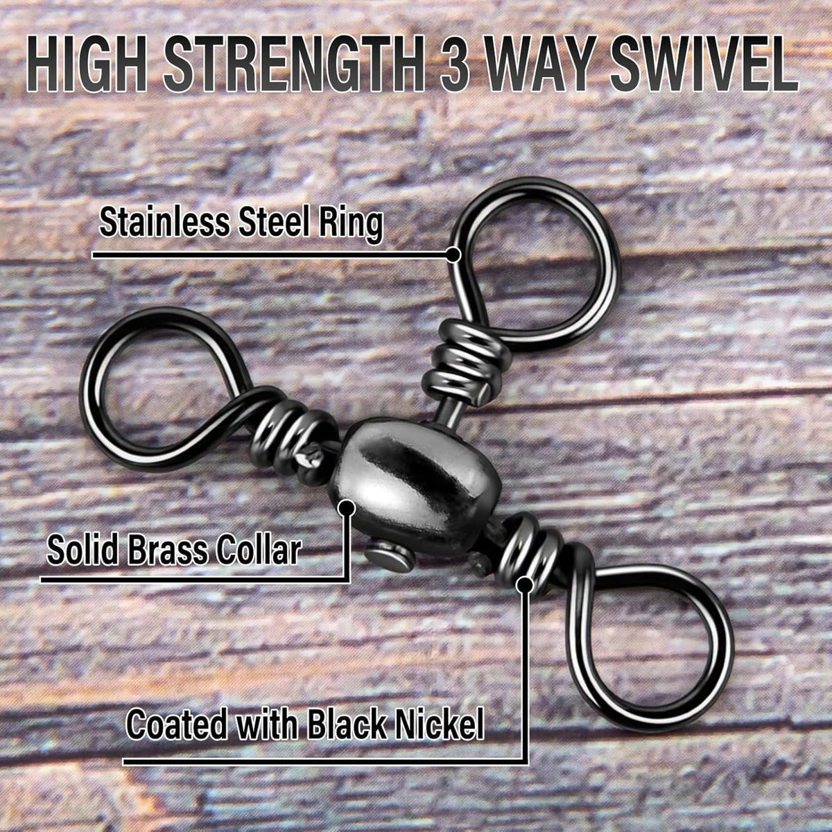 50-Pack Stainless Steel 3 Way Swivels for Fishing Tackle - Heavy Duty Saltwater & Freshwater