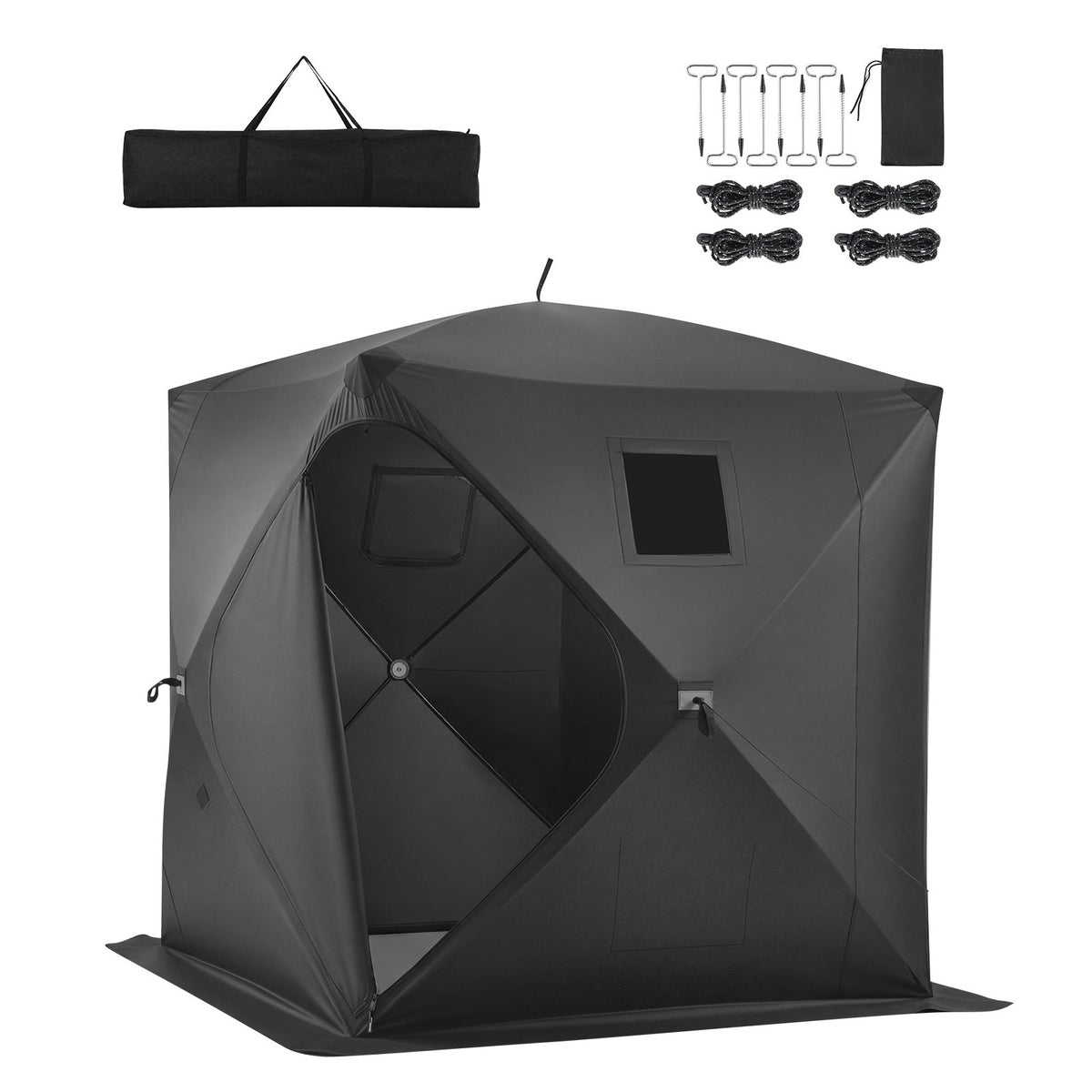 Pop-Up Ice Fishing Tent for 3-4 People - Portable 90x90x77in Shelter
