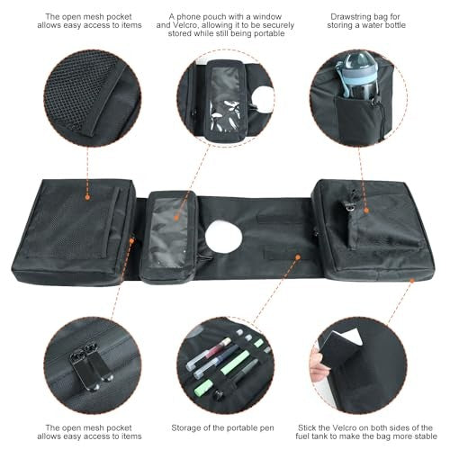 Waterproof Motorcycle Tank Saddle Bag with Phone Pocket for ATV UTV Snowmobile