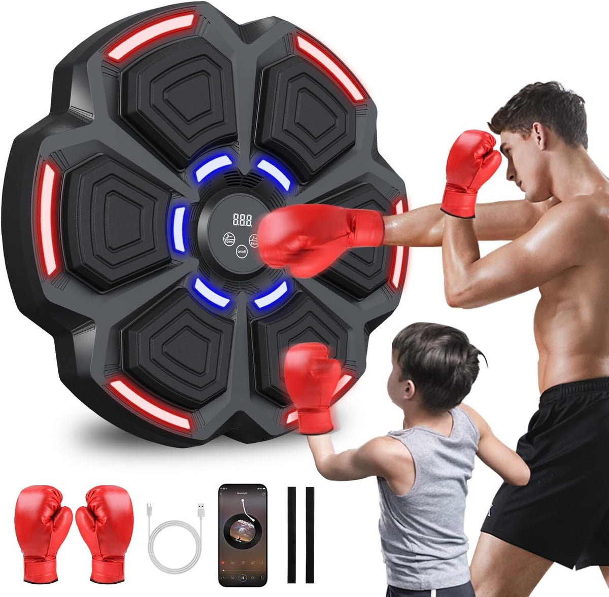 Smart Boxing Machine with Punch Speed & Rhythm Training for Kids & Adults