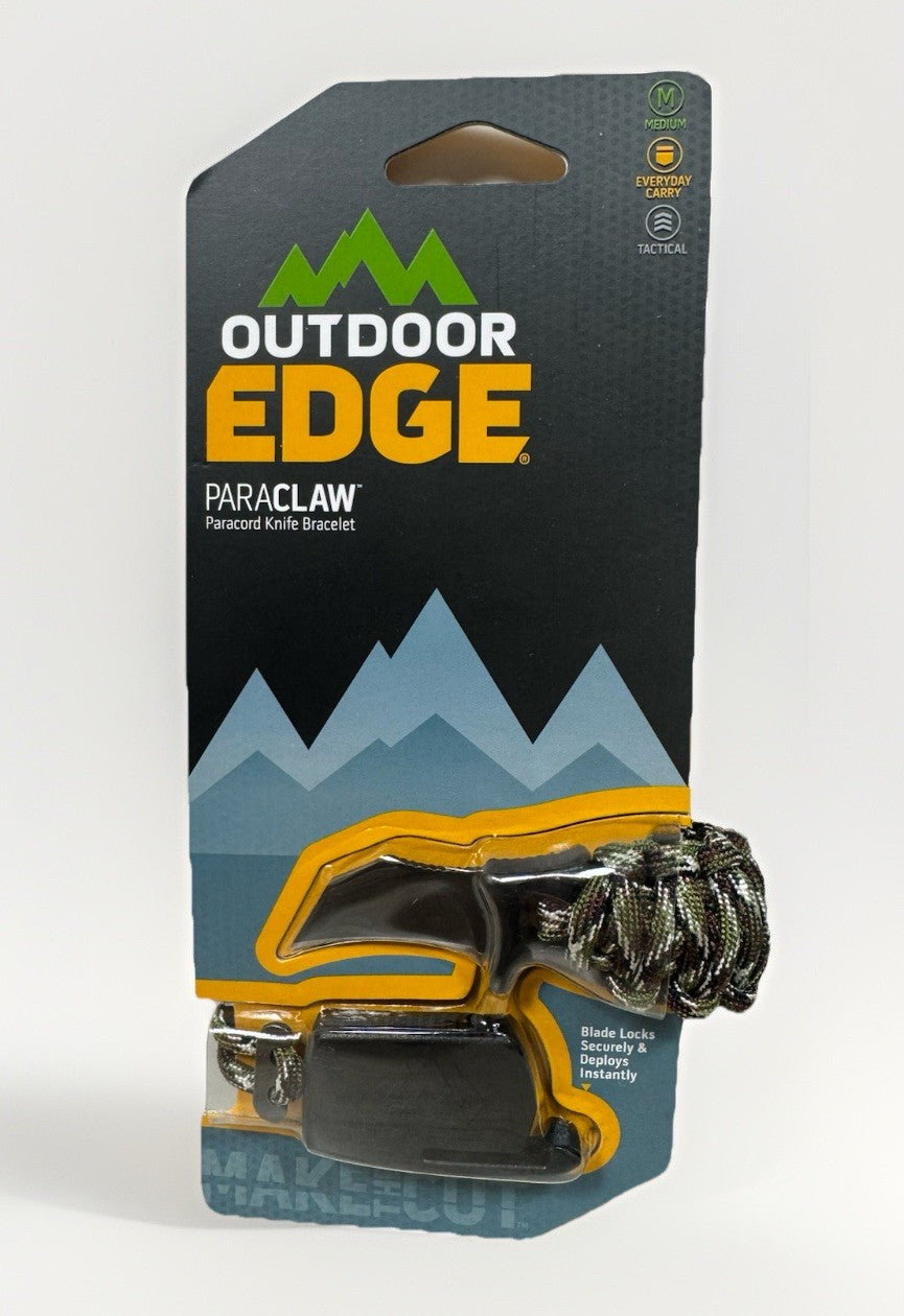 Outdoor Edge Paracord Survival Bracelet with Fixed Blade Knife - Camouflage, Medium