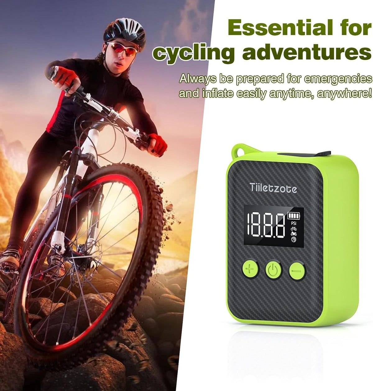 Portable Bike Pump with Gauge 130 PSI Mini Tire Inflator for Bikes & Sports Equipment